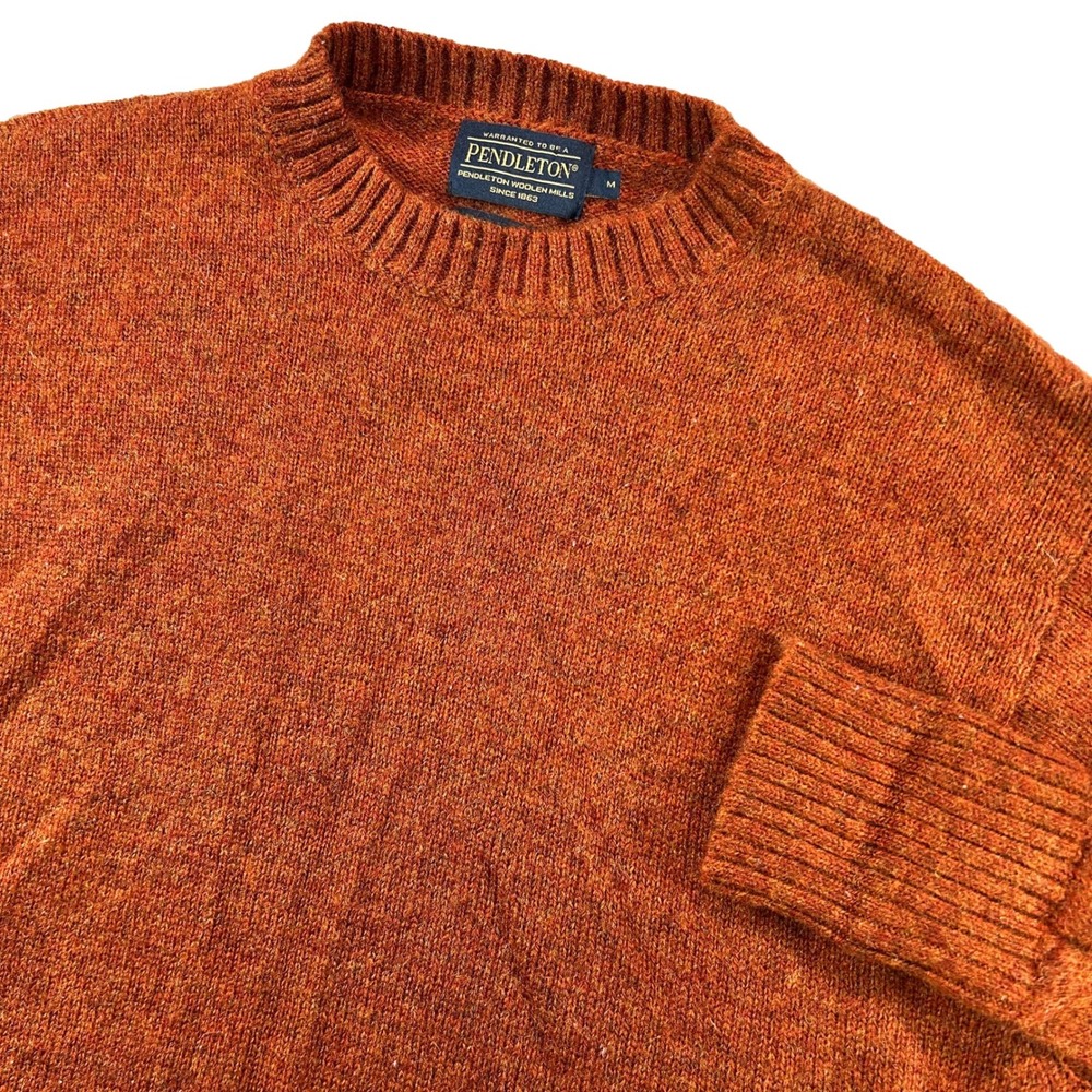 Pendleton Sweater Mens M Orange Washable Shetland Wool Crewneck 20009